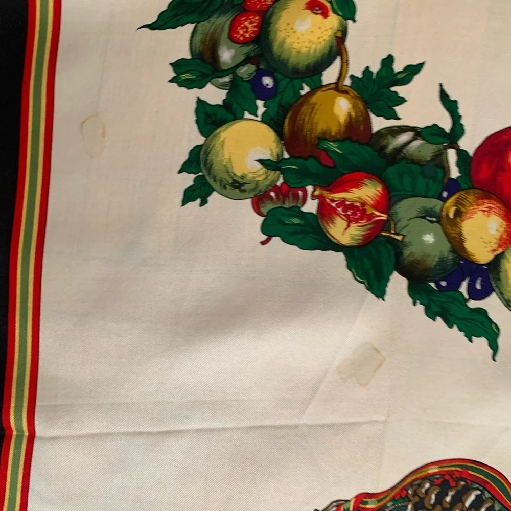 Vintage Talbots Christmas Garland 100% Silk Scarf 36x36 Made in Japan Handrolled